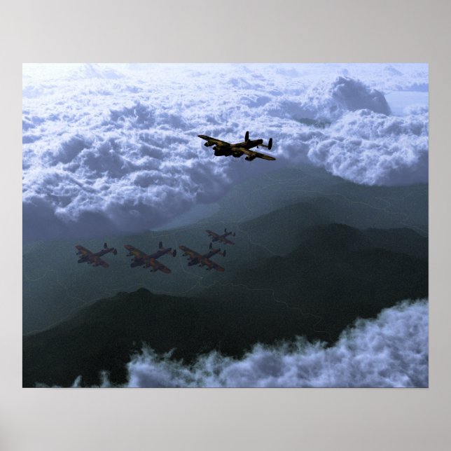Über dem Meer der Wolken Lancaster Bombers Poster (Vorne)