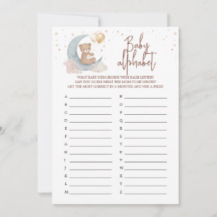Über dem Mond ABC Baby Alphabet Game Card Einladung