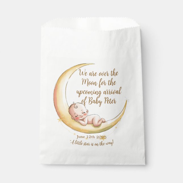 Über dem Mond Baby Celestial-Themed Baby Dusche Geschenktütchen (Vorderseite)