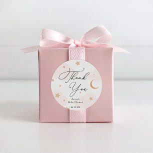 Über dem Mond Baby Duschgeschenk Runder Aufkleber