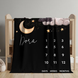 Über dem Mond Baby Meilenstein Fleece Baby Blanket