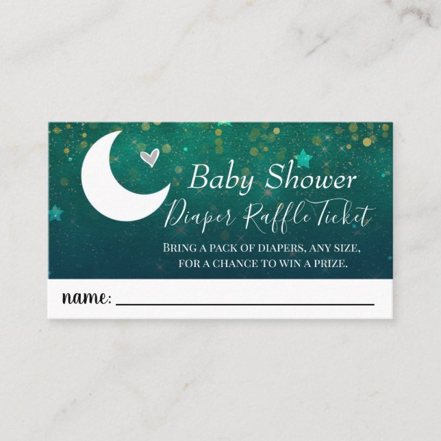 Über dem Mond Baby Shower Diaper Raffle Ticket (Vorderseite)