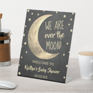 Über dem Mond Babydusche Begrüßungsschild Sockelschild