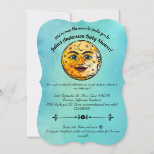 Über dem Mond Babyduschenfest Einladung