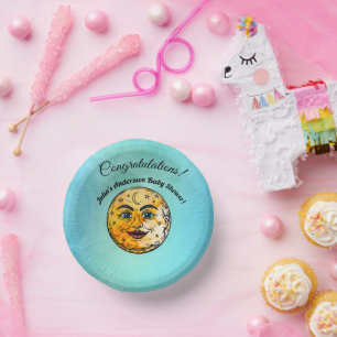 Über dem Mond Babyduschenfest Pappteller