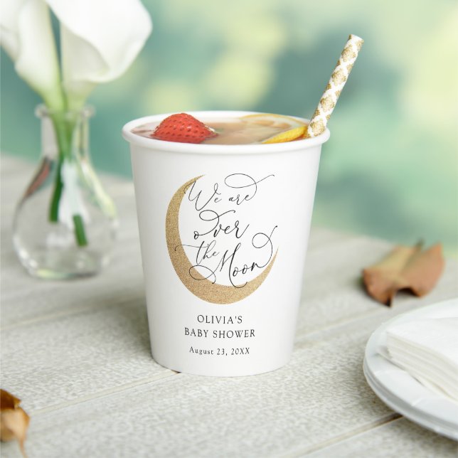 Über dem Mond Babyduschenpapier Pappbecher (In Situ)