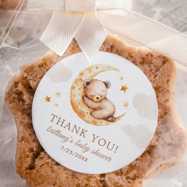 Über dem Mond Bear Baby Shooter Vielen Dank Runder Aufkleber (Von Creator hochgeladen)