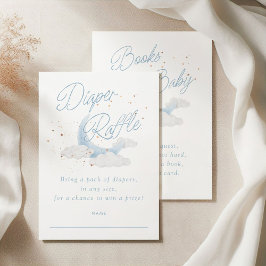 Über dem Mond blauer Gold-Sterne-Babywindeln Begleitkarte