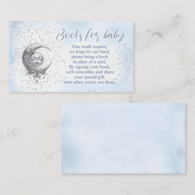 Über dem Mond Blue Baby Duschbücher für Baby Begleitkarte (Vorne/Hinten)