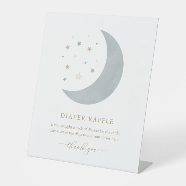 Über dem Mond Blue Boy Baby Duschkabine Windelwann Sockelschild (Vorderseite)