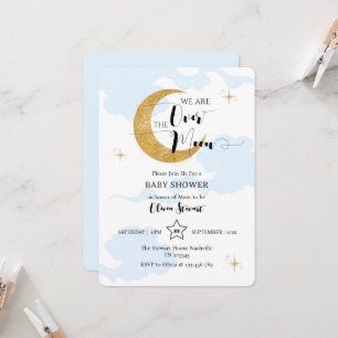 Über dem Mond Blue Dreamy Baby Dusche Einladung