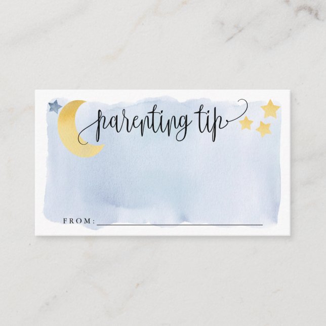 Über dem Mond, Blue Parenting Tip Jar Advice Card Begleitkarte (Vorderseite)
