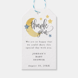 Über dem Mond Blue Personalisiert Baby Dusche Gefa Geschenkanhänger
