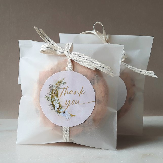 Über dem Mond Boho Gold Dust & Clouds Runder Aufkleber (Von Creator hochgeladen)