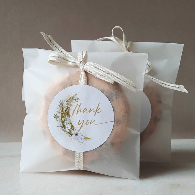 Über dem Mond Boho Gold Dust & Clouds Runder Aufkleber (Von Creator hochgeladen)