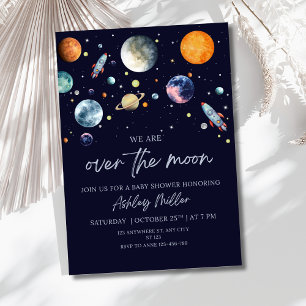 Über dem Mond Boy Babydusche einladen, Celestial Einladung