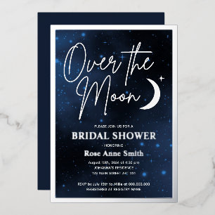 Über dem Mond Brautparty echtes Silber Folieneinladung
