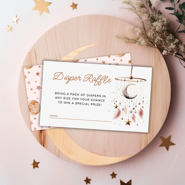 Über dem Mond Celestial Baby Duwer Windelwanne Begleitkarte (Over the Moon Celestial Baby Shower Diaper Raffle Enclosure Card)