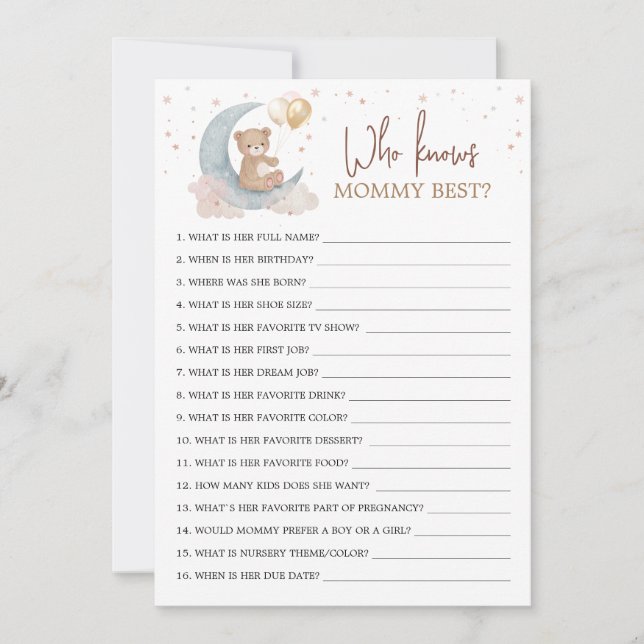 Über dem Mond, der meine beste Spielkarte kennt Einladung (Vorderseite)