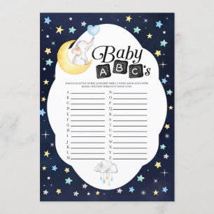 Über dem Mond Elephant Baby ABCs Spiel Einladung