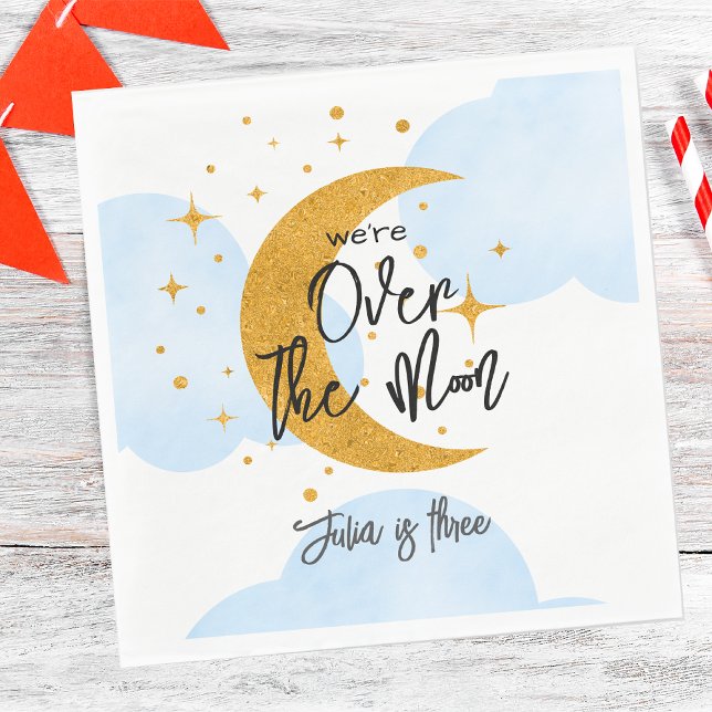 Über dem Mond funkelnder Mondmond Kindergeburtstag Serviette (Von Creator hochgeladen)