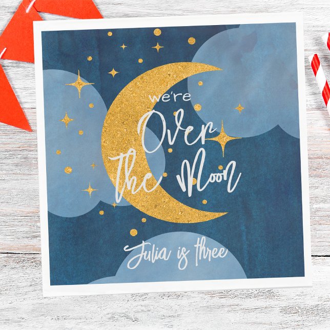 Über dem Mond funkelnder Mondmond Kindergeburtstag Serviette (Von Creator hochgeladen)