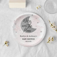 Über dem Mond | Girls Baby Shower Paper Plate