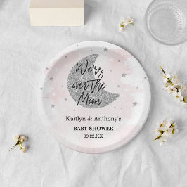 Über dem Mond | Girls Baby Shower Paper Plate Pappteller