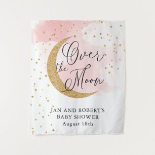 Über dem Mond, Gold Glitzer Pink Baby Dusche Wandteppich