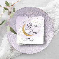 Über dem Mond Gold Lila Babydusche Personalisiert