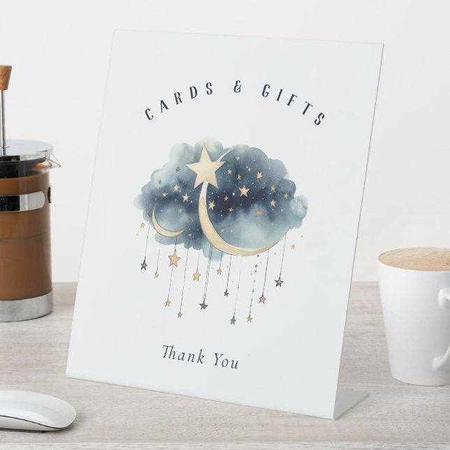 Über dem Mond Gold Stars Kinderduschkarten & Gesch Sockelschild (In Situ)