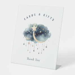 Über dem Mond Gold Stars Kinderduschkarten & Gesch Sockelschild