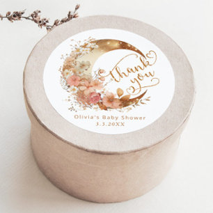 Über dem Mond goldene Babydusche Danke Runder Aufkleber