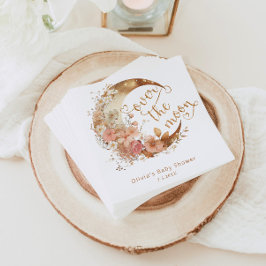 Über dem Mond goldene Blumenmoon Babydusche Serviette