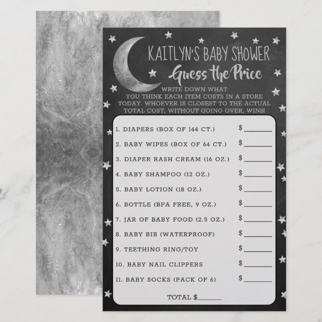 Über dem Mond | Kinderdusche schätzt das Preisspie (Vorne/Hinten)