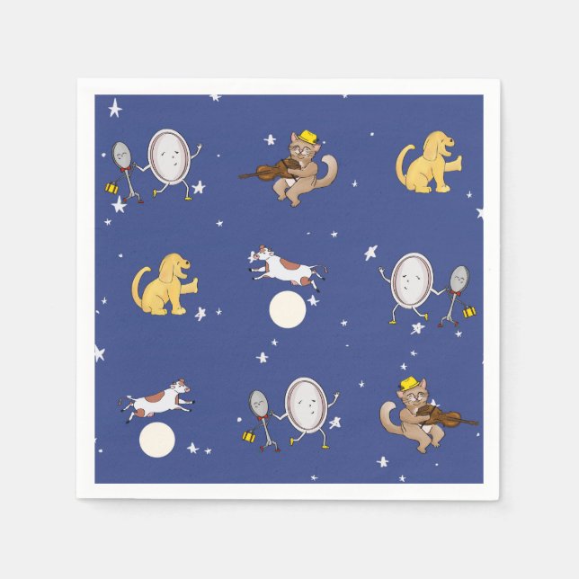 Über dem Mond Kinderzimmer Rhyme Babydusche Sip-n- Serviette (Vorderseite)