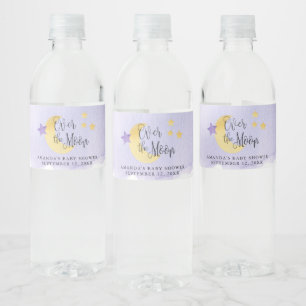 Über dem Mond, Lila Aquarellendusche Wasserflaschenetikett