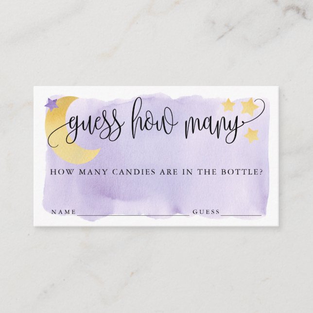 Über dem Mond, Lila schätzen Sie, wie viele Spielk Begleitkarte (Vorderseite)