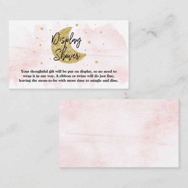 Über dem Mond | Mädchen Babydusche Begleitkarte (Vorne/Hinten)