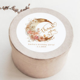 Über dem Mond Mädchen Geburtstag danke Runder Aufkleber