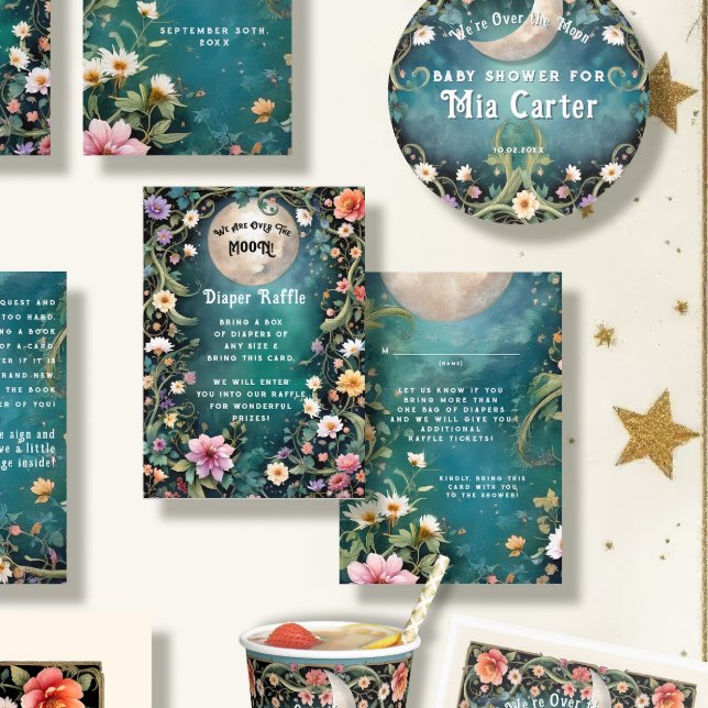 Über dem Mond Mondlicht Night Pink Blume Baby Girl Begleitkarte (Von Creator hochgeladen)