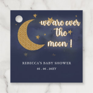 Über dem Mond - Neutrale Babydusche Geschenkanhänger