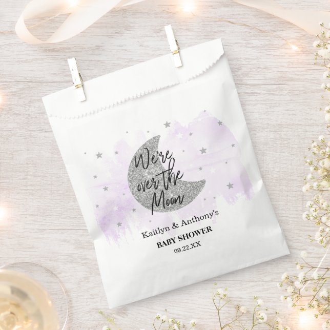 Über dem Mond | Neutrale Babydusche Geschenktütchen (Ausgeschnitten)