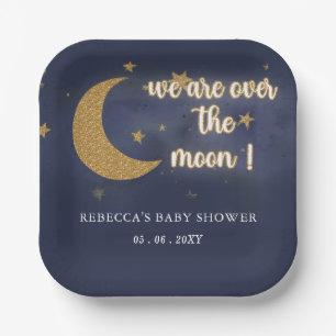Über dem Mond - Neutrale Babydusche Pappteller