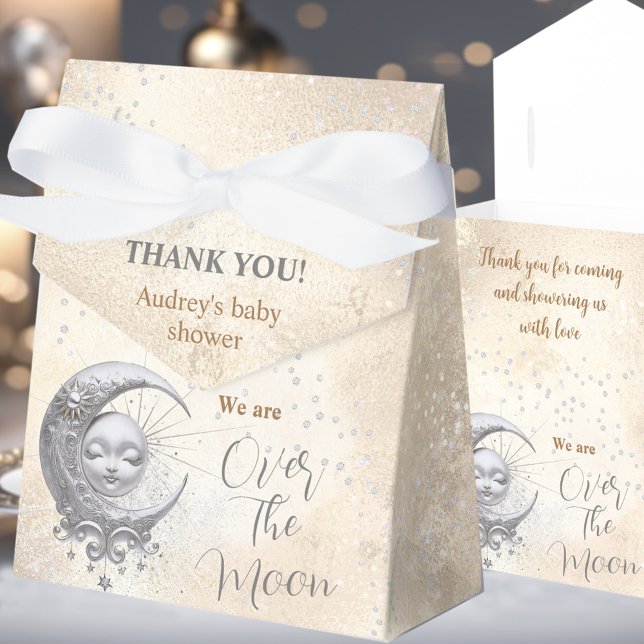 Über dem Mond neutrale Babydusche Zelt-Gefälligkei Geschenkschachtel (Over The Moon Neutral Baby Shower Tent Favor Box)