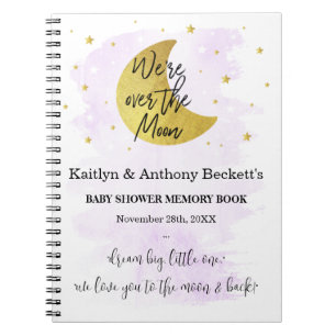 Über dem Mond   Neutrales Baby Shower Memory Book Notizblock