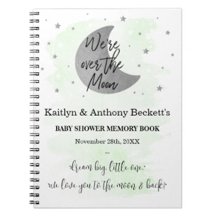 Über dem Mond Neutrales Baby Shower Memory Book Notizblock