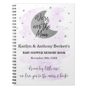 Über dem Mond Neutrales Baby Shower Memory Book Notizblock