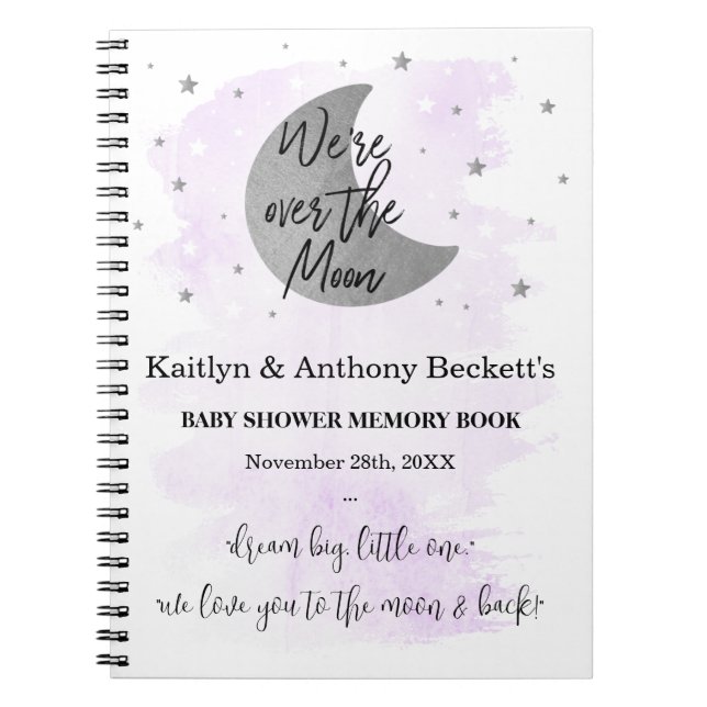Über dem Mond | Neutrales Baby Shower Memory Book Notizblock (Vorderseite)