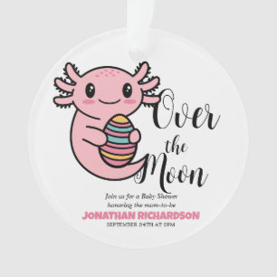 Über dem Mond Niedliches Axolotl, das Ostereier hä Ornament